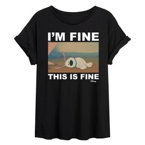 Women's - Disney - I'm Fine, This Is Fine Oversized Graphic T-Shirt - 1 of 4