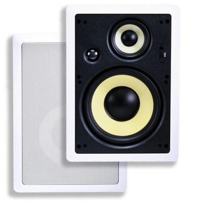 Monoprice 3-Way Aramid Fiber In-Wall Speakers - 8 Inch (Pair) Titanium Silk Dome Tweeters - Caliber Series