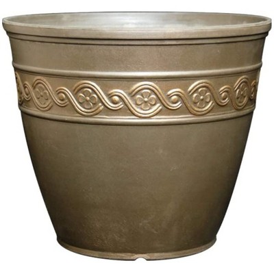 Classic Home and Garden Indoor/Outdoor Round Corinthian Resin Flower Pot Planter