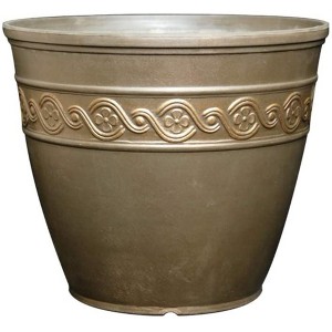 Classic Home and Garden Indoor/Outdoor Round Corinthian Resin Flower Pot Planter - 1 of 4