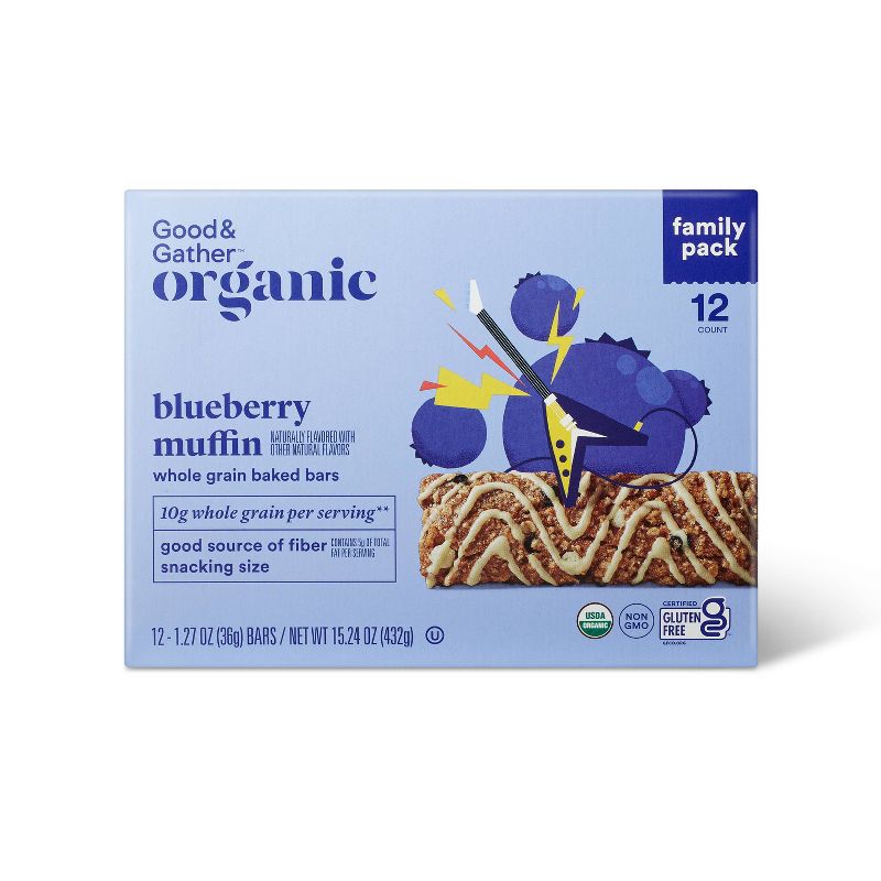 Organic Blueberry Muffin Whole Grain Baked Bar - 15.24oz/12ct - Good &#38; Gather&#8482;, 1 of 8