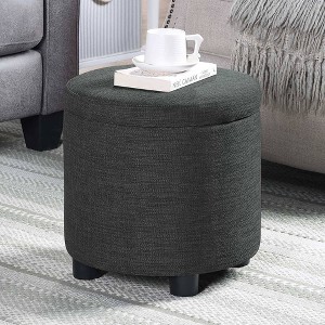 Breighton Home Designs4Comfort Round Accent Storage Ottoman with Reversible Tray Lid - 1 of 4