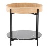 NicBex Wooden Top Mesh Border End Table with Metal Legs and Rattan Insert for Living Room - 4 of 4