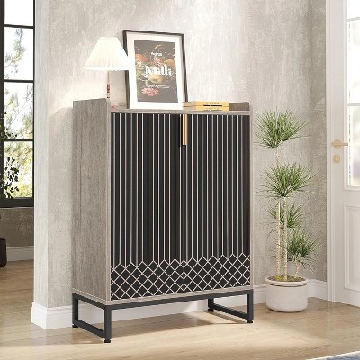 Modern Black and Gray Wooden 5-Tier Shoe Rack Cabinet