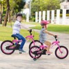 Costway 16"/18" LED Lighted Kids Bike with Adjustable Seat Coaster Brake Training Wheels Blue/Red/Pink - 4 of 4