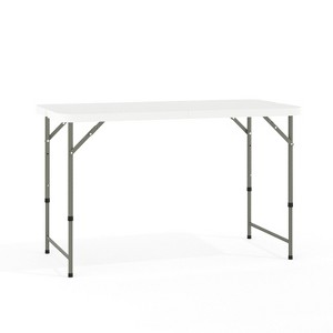 Flash Furniture Elon 4-Foot Height Adjustable Bi-Fold Granite White Plastic Folding Table - 1 of 4