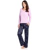 Ashford & Brooks Women's Long Sleeve Cotton Top Fleece Pants Pajama Set - 2 of 4
