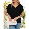 Womens V Neck Summer Pullover Sweater Vests Cap Sleeve Tops Casual Loose Fit Lightweight Knit Vest Tops - 4 of 4