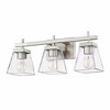 Lauren 3-Light Vanity Wall Light - Modern Steel Design with Clear Glass Shades - 2 of 4