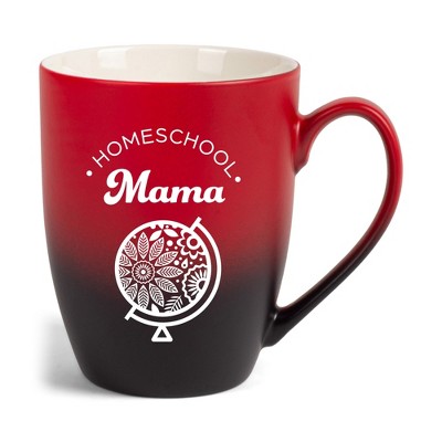 Elanze Designs Homeschool Mama Two Toned Ombre Matte Red and Black 12 ounce Ceramic Stoneware Coffee Cup Mug