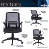 TopComfy Task and Office Chair Ergonomic Mesh Lumbar Support Flip Up Armrest Adjustable Height Swivel Tilt For Home Office, Black, 23"*11"*22.5" - 3 of 4