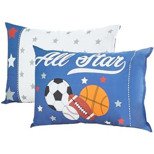 Everyday Kids 2-Pack Standard Pillowcases 30x20” - Soft 100% Cotton Percale - Toddler Little Boy Twin/Full Bed - Jungle Sports - 1 of 4