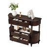 43" Retro Curved Console Table with Drawers, Solid Wood Legs Sofa Table Behind Couch, Entryway or Hallway Table with Storage Shelf-Panipeachy - 3 of 4