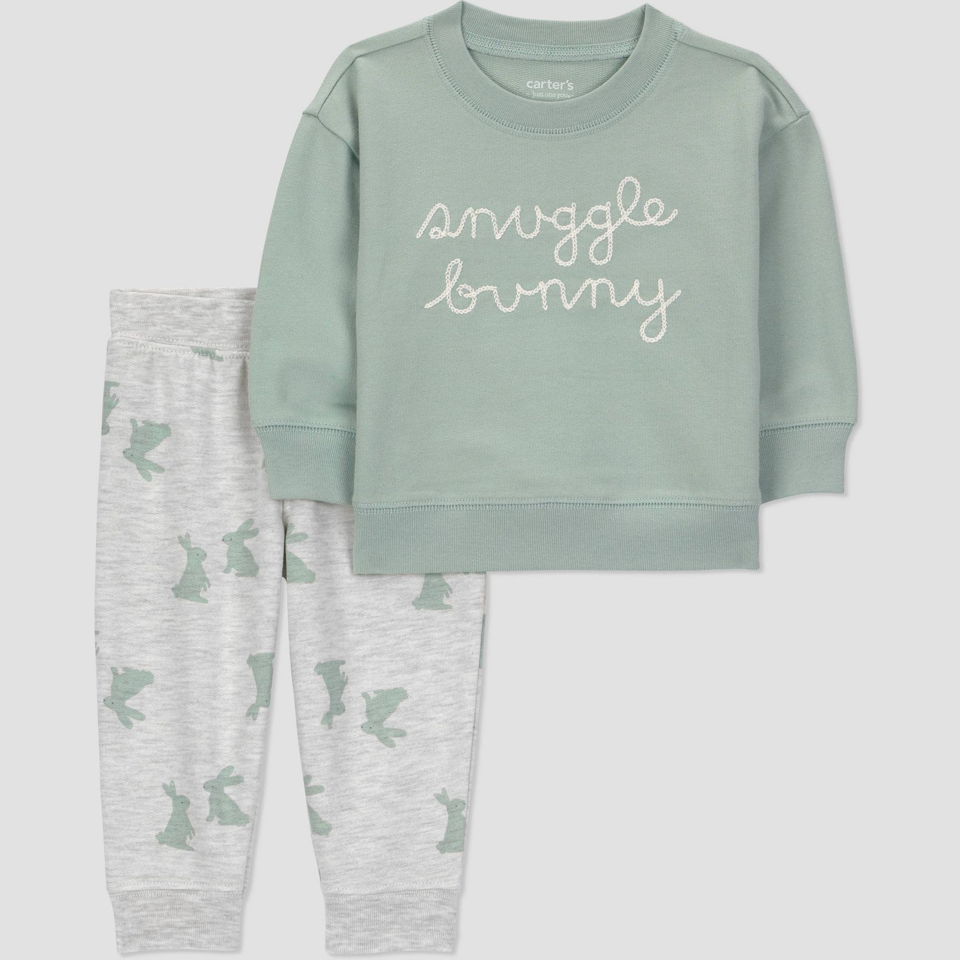 Carter's Just One You® Baby Boys' 2pc Snuggle Bunny Sweatshirt and Jogger Pants Set - Green