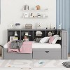 Streamdale Wooden Full Size DayBed with 2 Drawers, DayBed with Storage Shelf and USB Charging Ports, Grey - 3 of 4