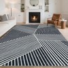 Modern Living Room Rug – Abstract Geometric Stripe, Soft Non-Shedding, Washable Non-Slip for Bedroom - 3 of 4