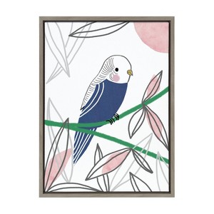 Kate and Laurel Sylvie Dreamy Parakeet Framed Canvas by Teju Reval of SnazzyHues, 18x24, Gray - 1 of 4