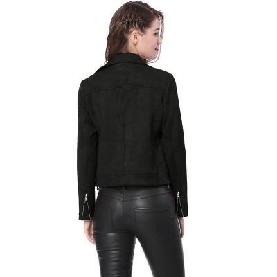 INSPIRE CHIC Women's Zip Up Faux Suede Biker Moto Jacket 2 Packs Black/Beige Small — фото 4