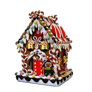 Kurt Adler 8 5/8 Inch Claydough and Metal Candy House with C7 UL Lighted Decorations - 1 of 4