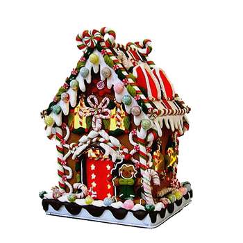 Kurt Adler 8 5/8 Inch Claydough and Metal Candy House with C7 UL Lighted Decorations