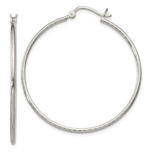 Black Bow Jewelry 1.5mm, Sterling Silver Classic Textured Round Hoop Earrings, 40mm - 1 of 4