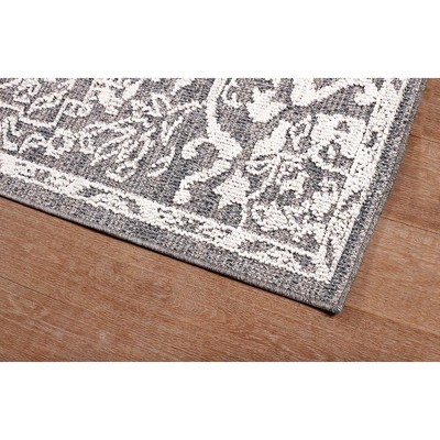 Gray and Beige Rectangular Synthetic Indoor/Outdoor Area Rug