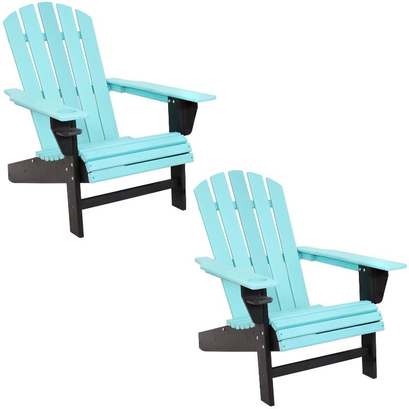 Sunnydaze Plastic All-Weather Heavy-Duty Outdoor Adirondack Chair with Drink Holder, 1 of 11