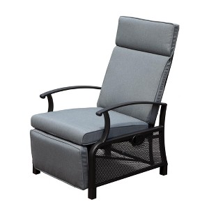 CLIHOME Adjustable Outdoor Patio Lounge Chair,with Flip Table Push Back & Removable Cushions - 1 of 4