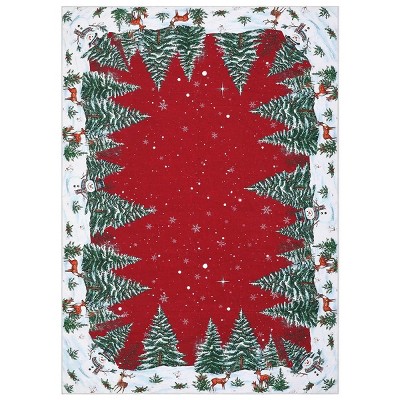 Fulvari Snowman House Pine Tree Christmas Area Rug,Xmas Home Decor Low-Profile Washable Area Rugs for Entryway Bedroom Living Room