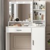 INFURNIC Vanity Tables Modern Dressing Table with Large Storage and Adjustable Brightness for Bedroom, White, 53.9"*35.4"*15.7" - 3 of 4