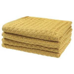 Unique Bargains Cotton Waffle Soft Absorbent Hand Towels for Bathroom 14" x 32" 4 Packs - 1 of 4