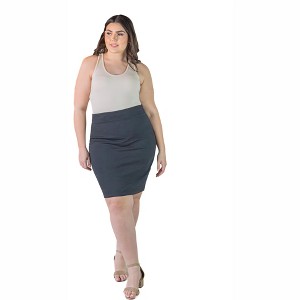 Plus Size Elastic Waistband Knee Length Skirt - 1 of 4