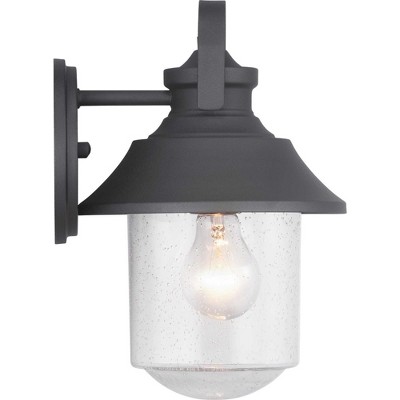 Black Bronze Medium Outdoor Wall Lantern with Clear Glass