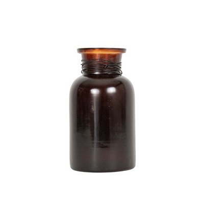 Wrapped Neck Bud Vase Amber Glass & Metal by Foreside Home & Garden