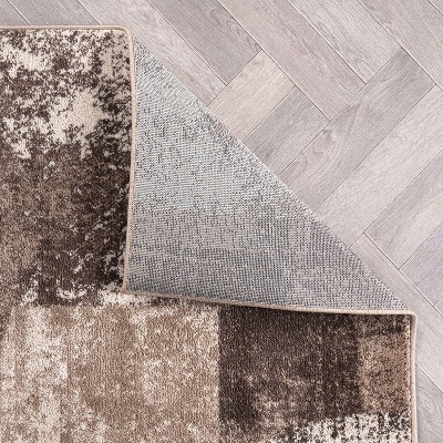 Brown Abstract Circle Design Easy Care Area Rug 3'3" x 5'