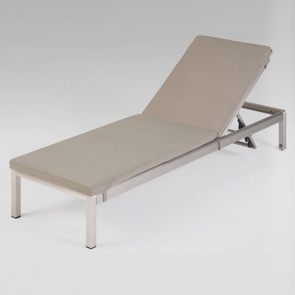 Cape Coral Aluminum Chaise Lounge Gray Khaki Christopher Knight Home