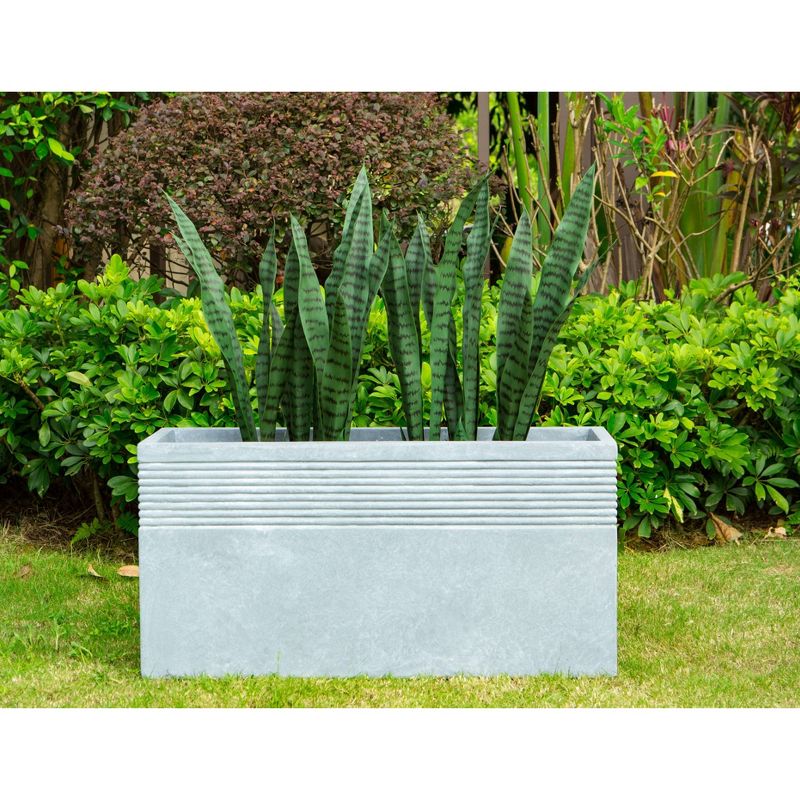 Rosemead Home &#38; Garden, Inc. 10&#34; Wide Kante Lightweight Modern Rectangular Concrete Outdoor Planter Box Slate Gray, 4 of 6