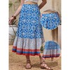 INSPIRE CHIC Women's Boho High Waist Vacation Color Block A-Line Maxi Skirts - 2 of 4