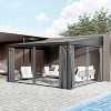 FUFU&GAGA Modern Wall Outdoor Patio Gazebo with Galvanized Steel Hardtop Aluminum Frame, Removable Curtains & Deep Gray Mosquito Netting - 3 of 4