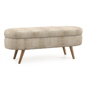 COWLOWN Ottoman Storage Bench with Rubber Wood Legs, Multi-Functional Footrest & Seat with Hidden Storage - 1 of 4