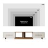 LOVSON 74.8''-102.4''Extendable TV Stand with 2 Large Storage Cabinets,Open Shelves,for Living Room/Bedroom Media Console,White+Walnut - 4 of 4