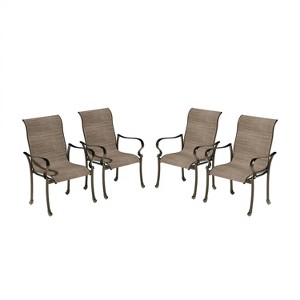 Mondawe Outdoor Cast Aluminum Dining Chair with Textilene Seat and High Back (Set of 4) - 1 of 4