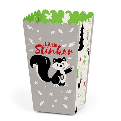 Big Dot of Happiness Little Stinker - Woodland Skunk Baby Shower or Birthday Party Favor Popcorn Treat Boxes - Set of 12