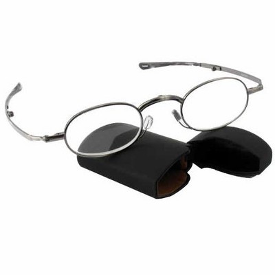 Calabria Spec-Folding COMPACT Metal Designer Reading Glasses Antique Silver+1.50