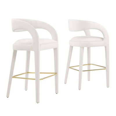 Modway Pinnacle Performance Velvet Bar Stool Set of Two