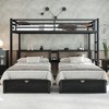 Full XL Over Twin & Twin Triple Bunk Bed with Drawers, Multi-functional Metal Frame Bed, Bed Head with Shelving and USB, Black - 3 of 4