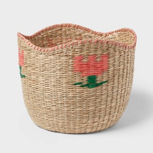 Woven Kids' Storage Basket with Flower - Pillowfort™ - 1 of 3