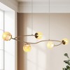 LNC Cenlindes 5-Lights 46.5" Modern Luxury Glass Integrated LED Kitchen Island Lights,Brass - 2 of 4