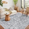 Acekool 5x7 Washable Area Rug - Boho Vintage Distressed Design, Stain Resistant Low Pile Rug for Living Room, Bedroom, Office, Grey - 3 of 4