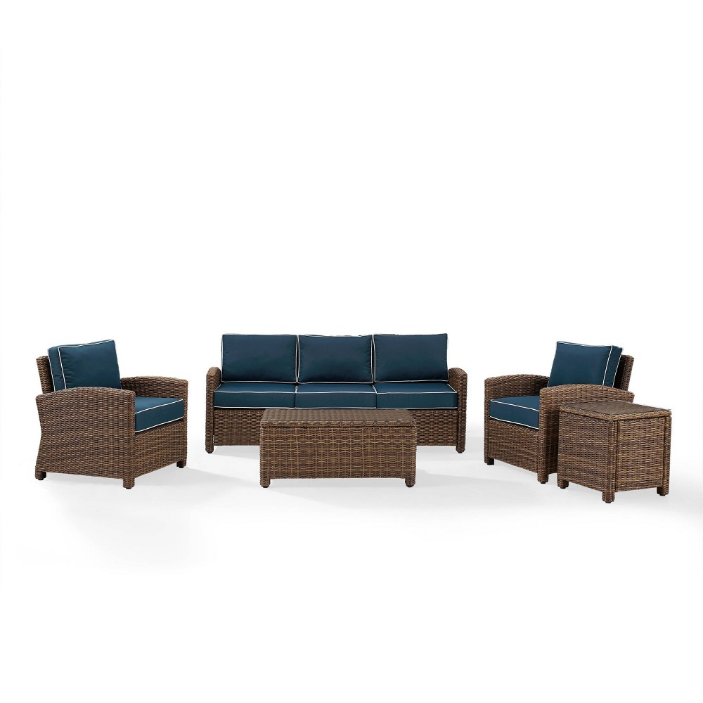 Photos - Garden Furniture Crosley Bradenton 5pc Outdoor Wicker Sofa Seating Set - Navy  